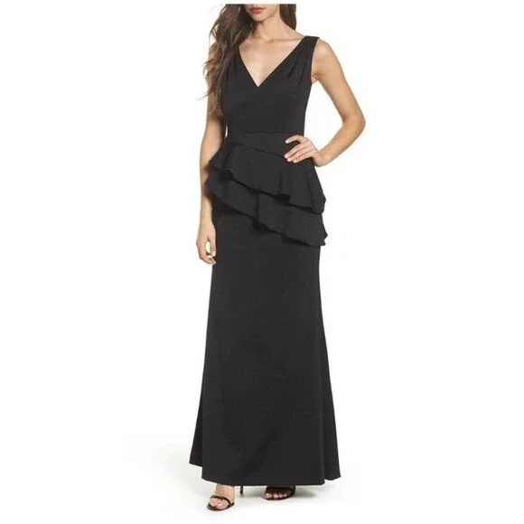 green emerald velvet dress ADRIANNA PAPELL Long Black Embellished Top Gown  Style Exchange Boutique  PGH